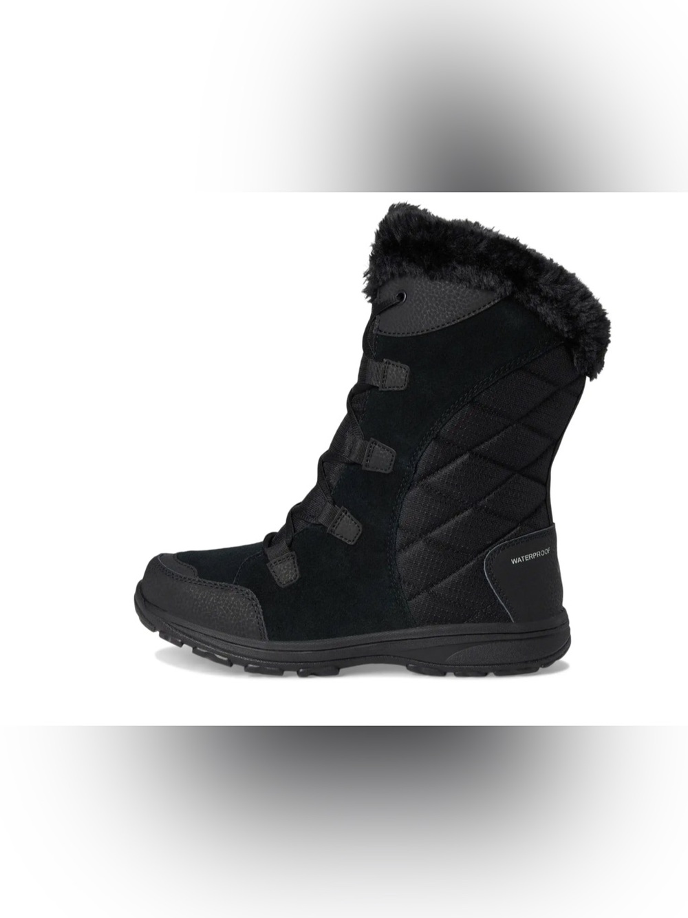 Columbia Women's Black Winter Lace-Up Fur-Trim Boots - Picture 2 of 16